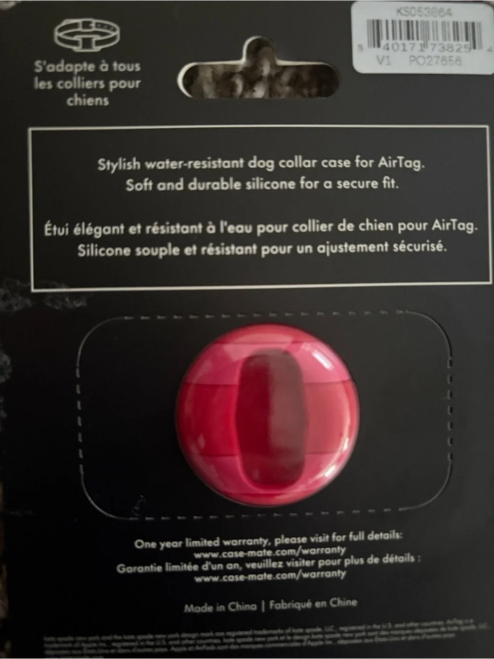 kate spade New York Red Dog Collar AirTag Holder